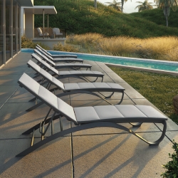 Tropitone Twist Padded Sling Set of 6 Modern Chaise Loungers - TT-TWIST-SET1