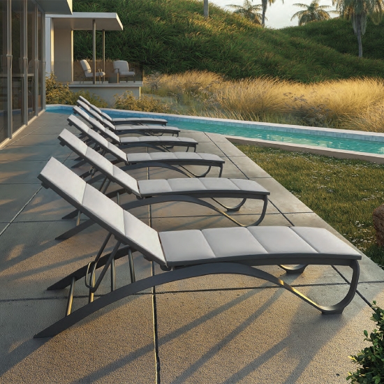 Tropitone Twist Padded Sling Set of 6 Modern Chaise Loungers - TT-TWIST-SET1