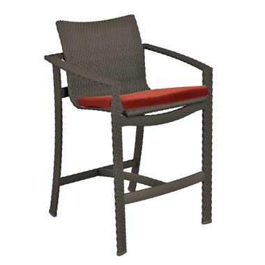 Tropitone Vela Woven Stationary Bar Stool with Arms and Seat Pad - 32172605WS