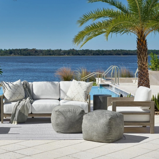Universal Coastal Living Upholstery Bottega Ottoman Pouf set
