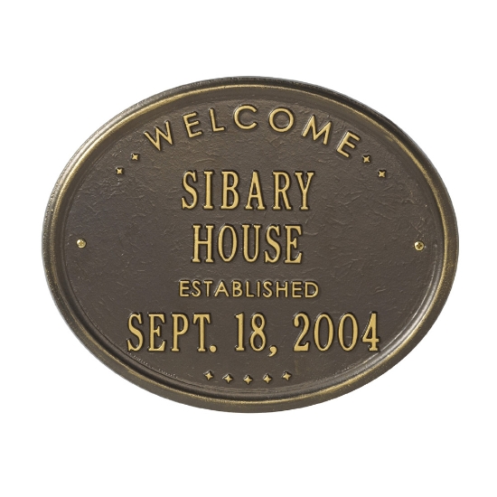 Welcome Oval "House" Established Standard Wall Address Plaque - Two Line - 1390