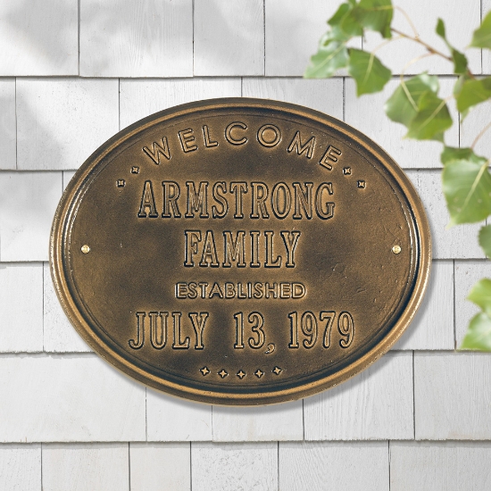Welcome Oval "Family" Established Standard Wall Address Plaque - Two Line - 1398