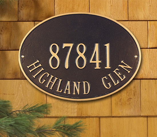 Hawthorne Oval Standard Wall Address Plaque - Two Line - 2923
