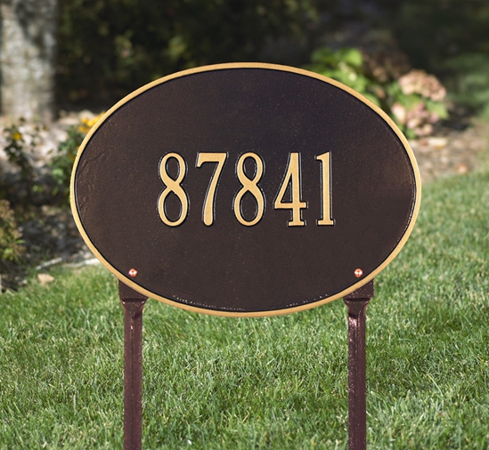 Hawthorne Oval Standard Lawn Address Plaque - One Line - 2924