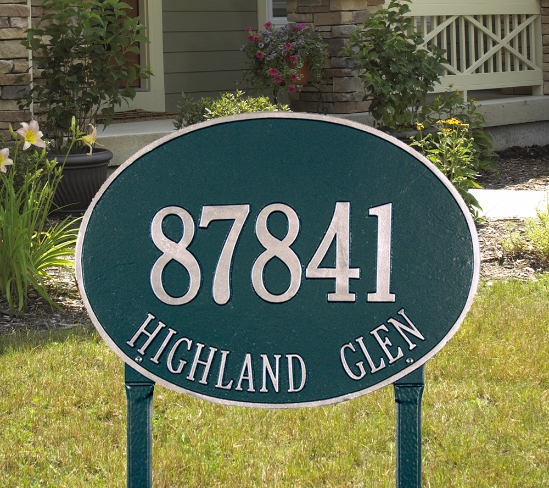 Hawthorne Oval Estate Lawn Address Plaque - Two Line - 2929
