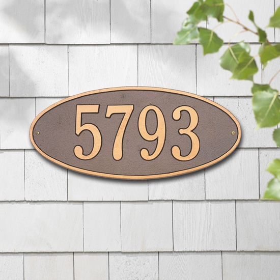 Madison Oval Standard Wall Address Plaque - One Line - 4003