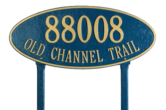 Madison Oval Estate Lawn Address Plaque - Two Line - 4012