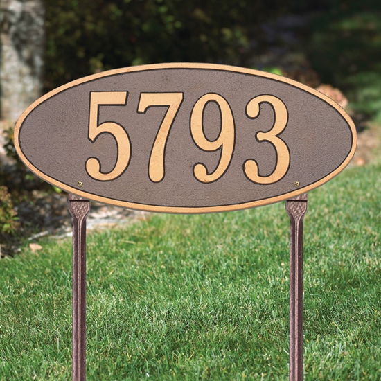 Madison Oval Standard Lawn Address Plaque - One Line - 4013