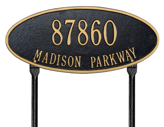 Madison Oval Standard Lawn Address Plaque - Two Line - 4014