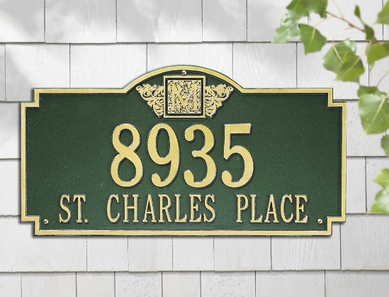 Monogram Estate Wall Address Plaque - Two Line - 5004