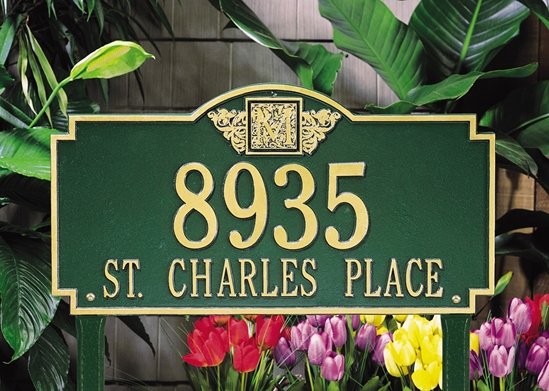 Monogram Estate Lawn Address Plaque - Two Line - 5104