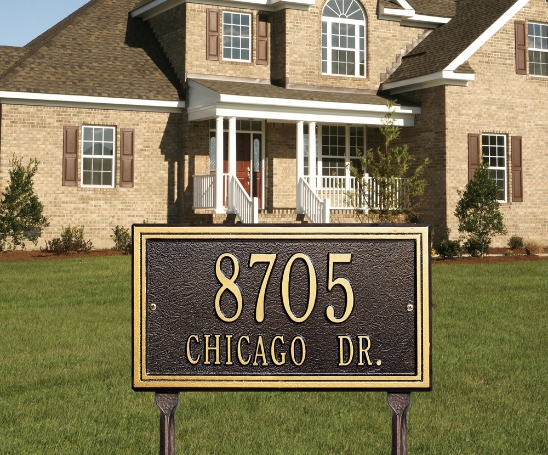 Double Line Standard Lawn Address Plaque - Two Line - 6136