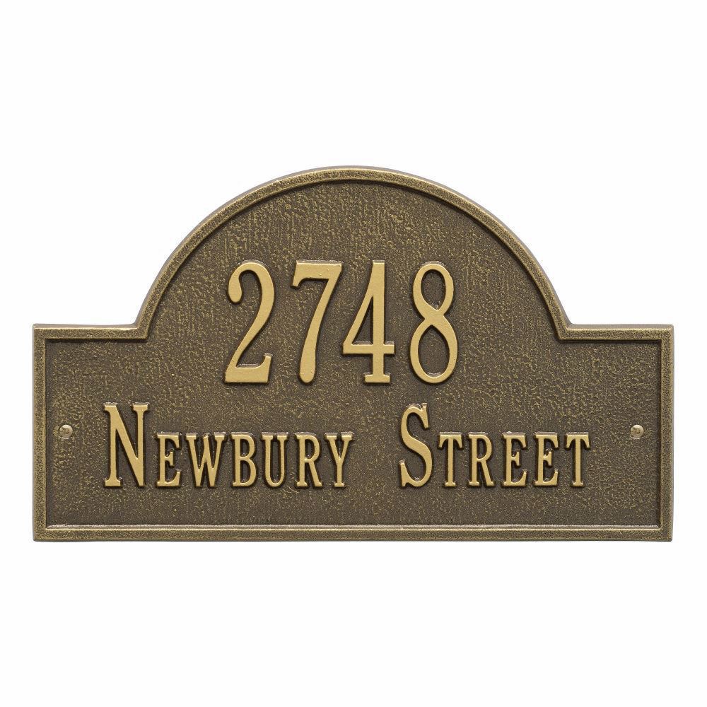 Whitehall Arch Marker Standard Wall Address Plaque - Two Line