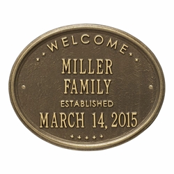 Whitehall Welcome Oval "Family" Established Standard Wall Address Plaque - Two Line