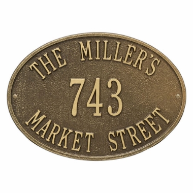 Whitehall Hawthorne Oval Standard Wall Address Plaque - Three Line