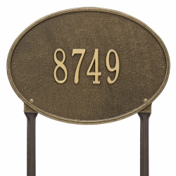 Whitehall Hawthorne Oval Standard Lawn Address Plaque - One Line