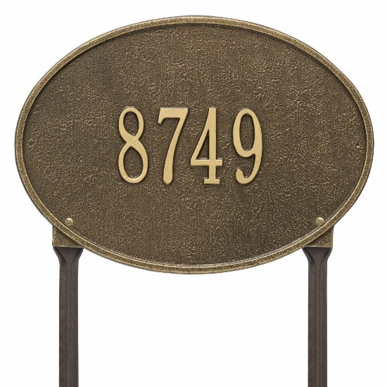 Whitehall Hawthorne Oval Standard Lawn Address Plaque - One Line