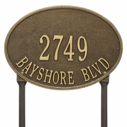 Whitehall Hawthorne Oval Standard Lawn Address Plaque - Two Line