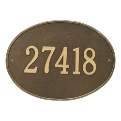 Whitehall Hawthorne Oval Estate Wall Address Plaque - One Line