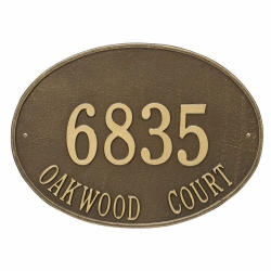 Whitehall Hawthorne Oval Estate Wall Address Plaque - Two Line