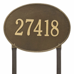 Whitehall Hawthorne Oval Estate Lawn Address Plaque - One Line