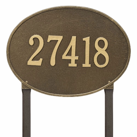 Whitehall Hawthorne Oval Estate Lawn Address Plaque - One Line
