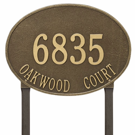 Whitehall Hawthorne Oval Estate Lawn Address Plaque - Two Line