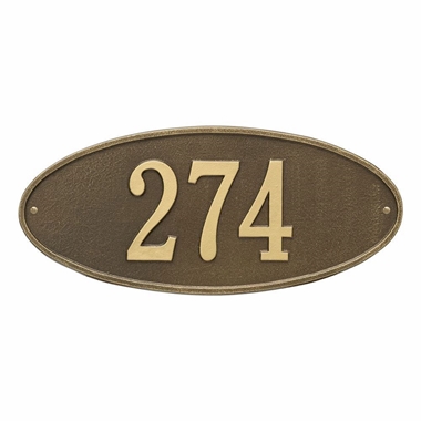 Whitehall Madison Oval Standard Wall Address Plaque - One Line