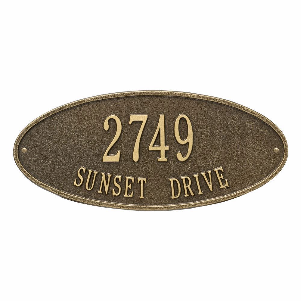 Whitehall Madison Oval Standard Wall Address Plaque - Two Line