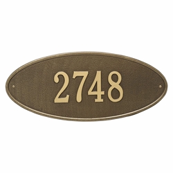 Whitehall Madison Oval Estate Wall Address Plaque - One Line