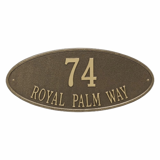 Whitehall Madison Oval Estate Wall Address Plaque - Two Line