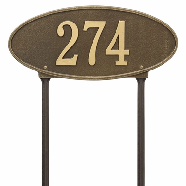 Whitehall Madison Oval Standard Lawn Address Plaque - One Line