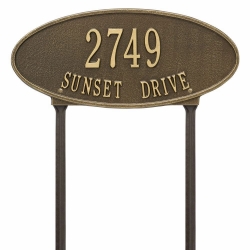 Whitehall Madison Oval Standard Lawn Address Plaque - Two Line