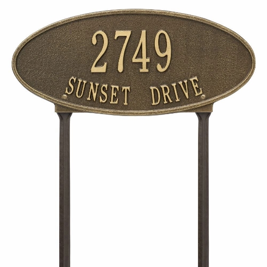 Whitehall Madison Oval Standard Lawn Address Plaque - Two Line
