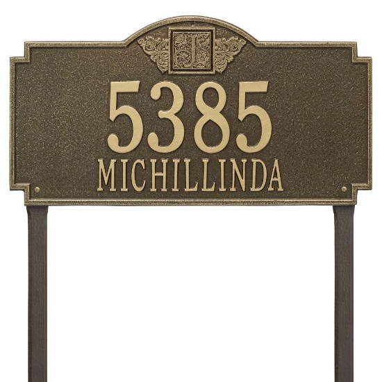 Whitehall Monogram Estate Lawn Address Plaque - Two Line