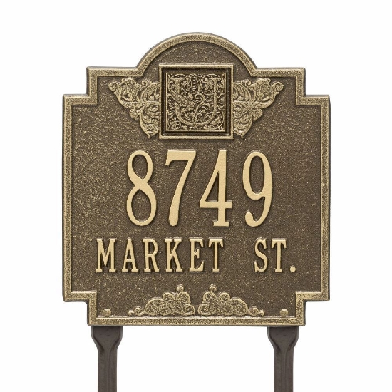 Whitehall Monogram Standard Lawn Address Plaque - Two Line