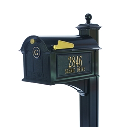 Whitehall Balmoral Mailbox Side Plaques, Monogram & Post Package- Black