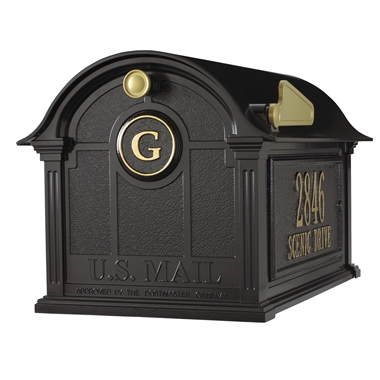 Whitehall Balmoral Mailbox Side Plaques and Monogram Package in Black