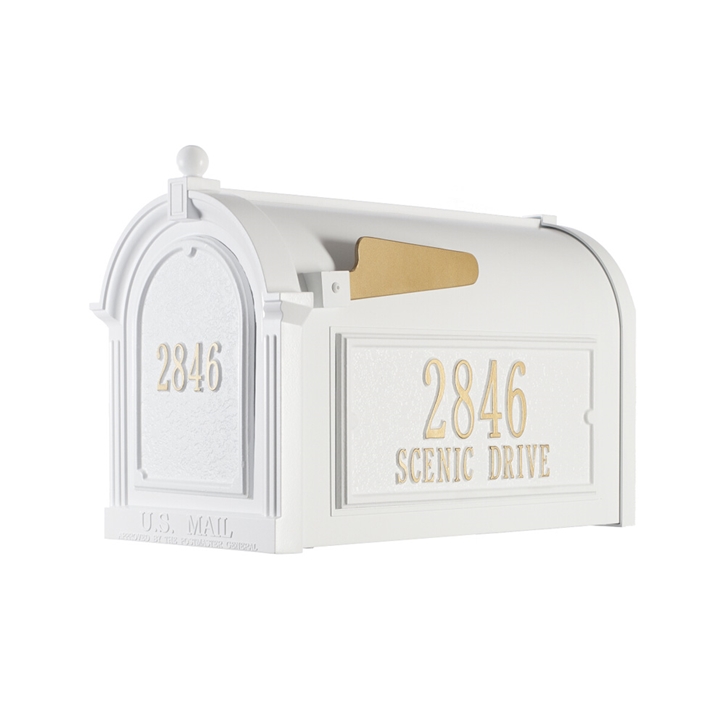 Whitehall Capitol Mailbox Side Plaques and Door Plaque Package in White