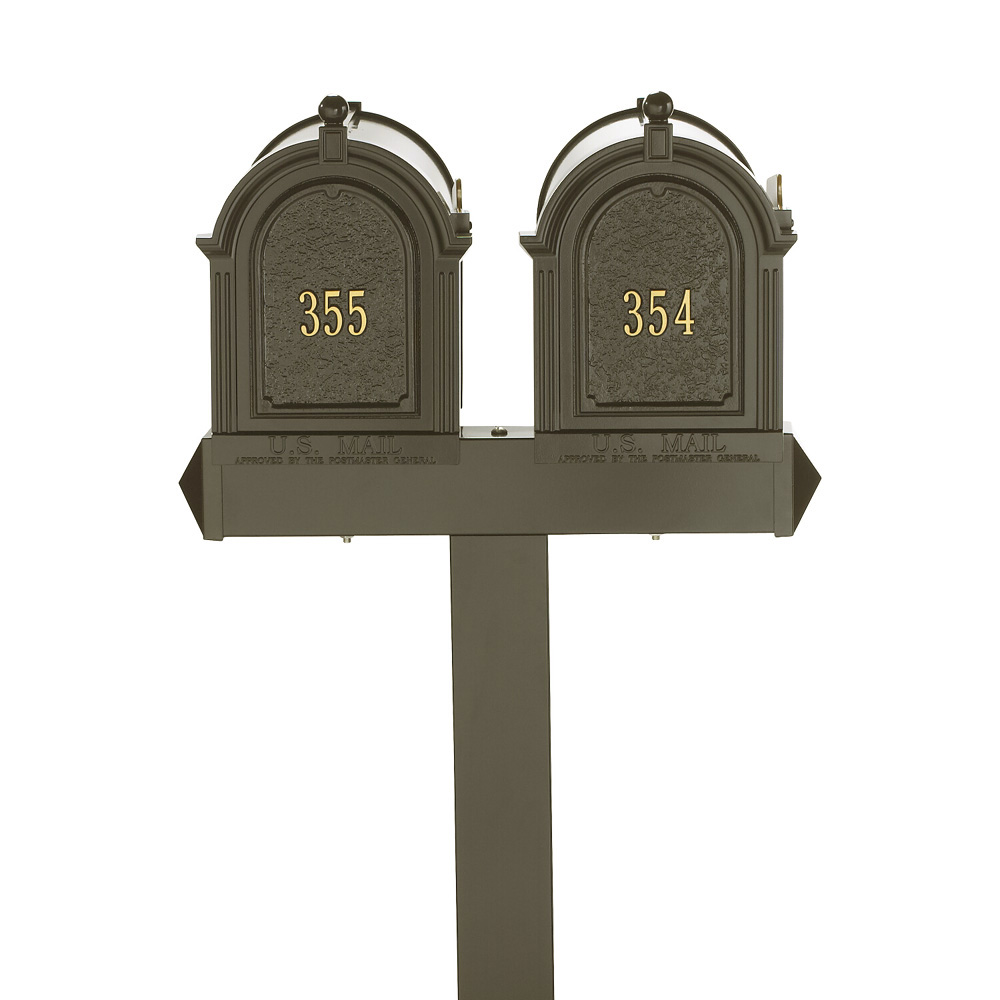 Whitehall Capitol Dual Mailbox Package in Bronze