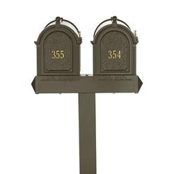Whitehall Capitol Dual Mailbox Package in Bronze