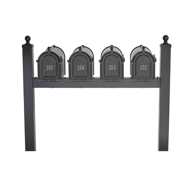 Whitehall Capitol Quad Mailbox Package in Black