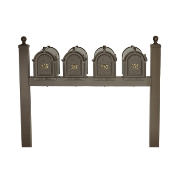 Whitehall Capitol Quad Mailbox Package in Bronze