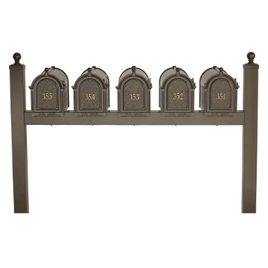 Whitehall Capitol Five Mailbox Package in Bronze