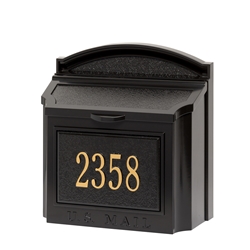 Whitehall Wall Mailbox Package in Black/Gold