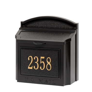 Whitehall Wall Mailbox Package in Black/Gold