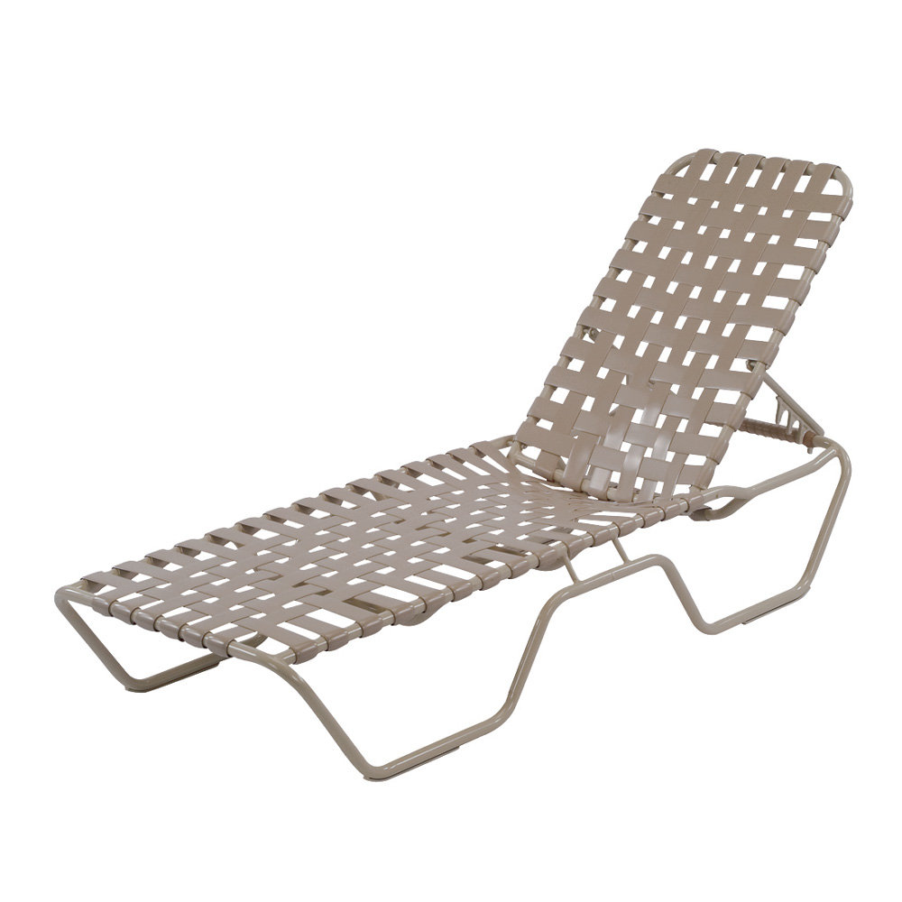 Windward Country Club Cross Strap Stackable Armless Chaise Lounge - W0310CW