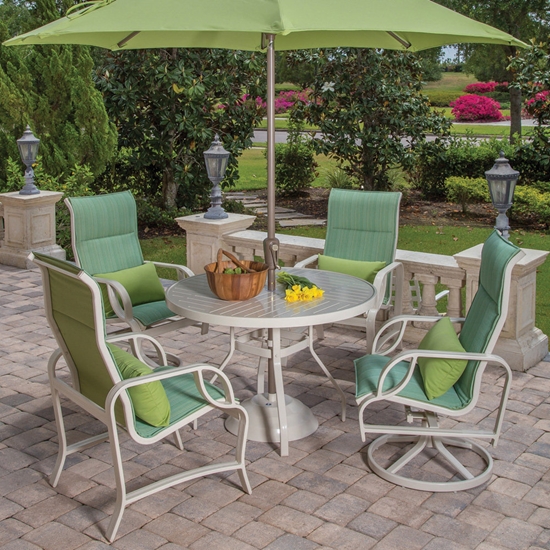 Windward aluminum dining chair with sling seating