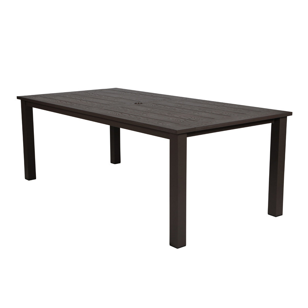 Windward Etched Wood Grain Aluminum 42" x 76" Rectangle Dining Table - KD4276SEAU