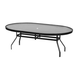 Windward Glass 42" x 76" Oval Dining Table with Umbrella Hole - KD4276-18GU